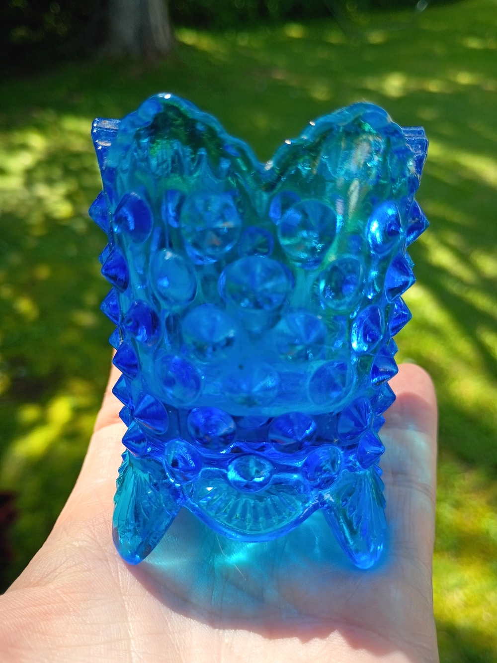 Vintage Fenton Hobnail Colonial Blue Toothpick Holder